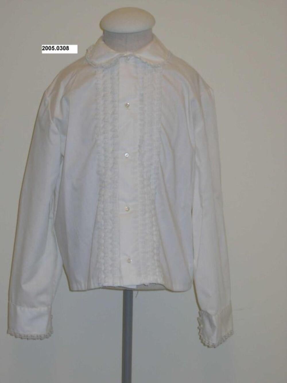 Blouse in witte terlenka met kantversiering