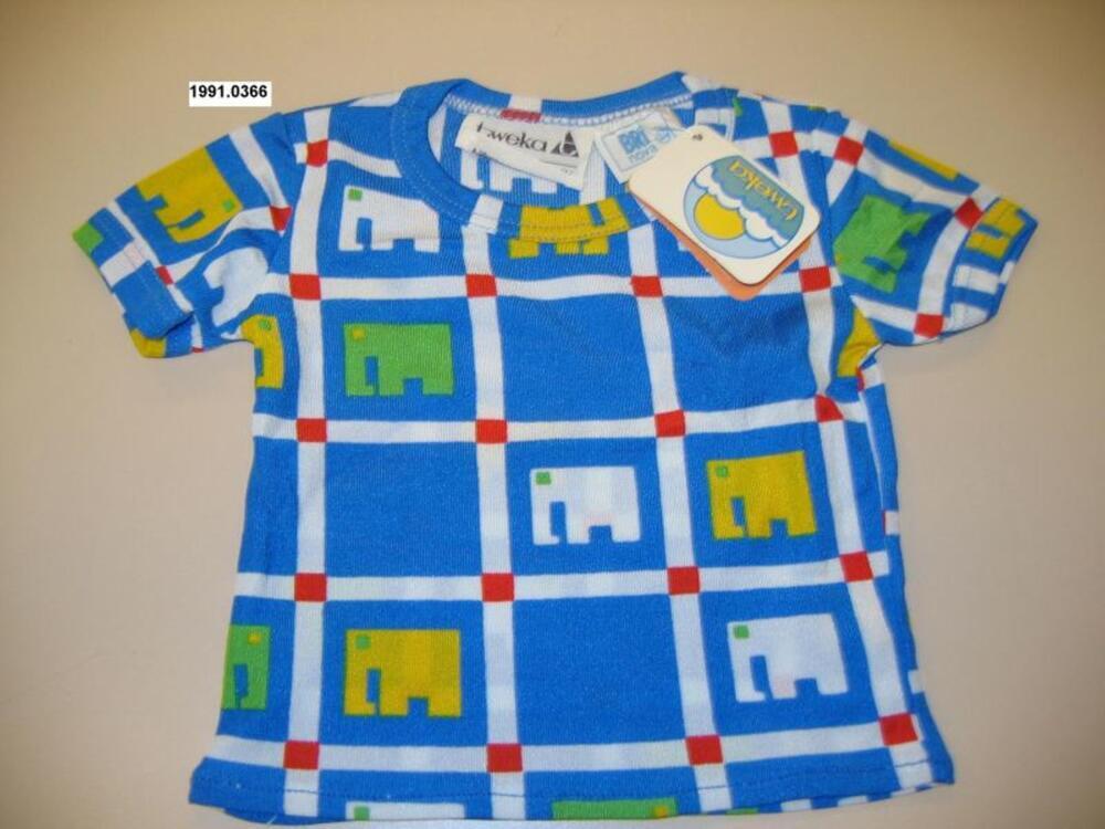 T-shirt in blauw-wit tricot met olifanten