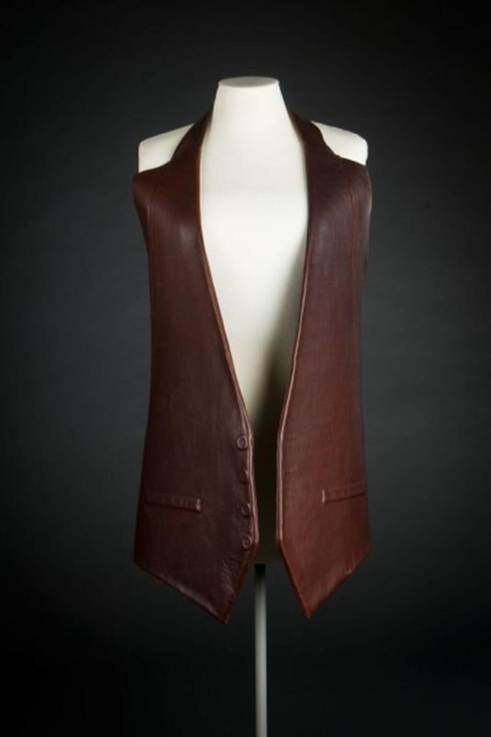 Bruine, leren gilet