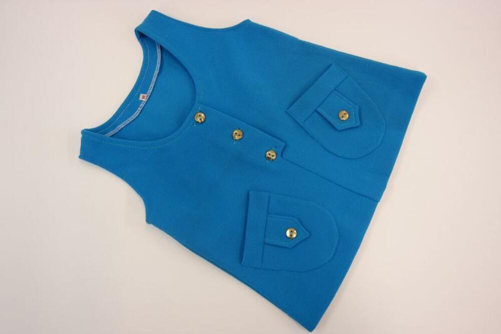 Overgooier in blauwe polyesterstof