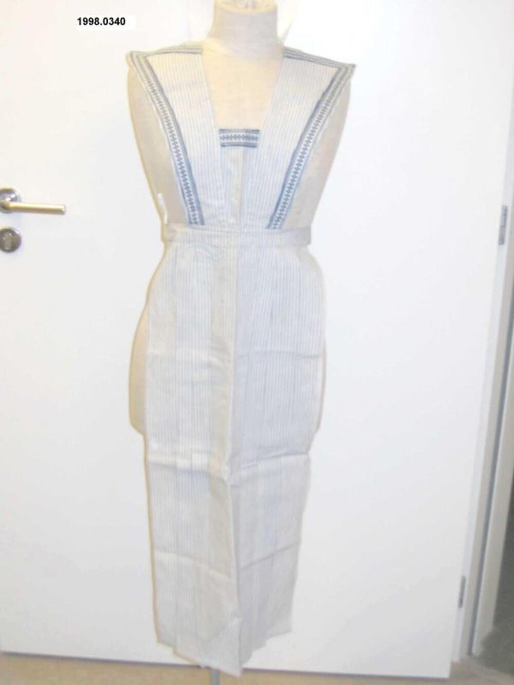 Schort in wit-blauw gestreepte katoen