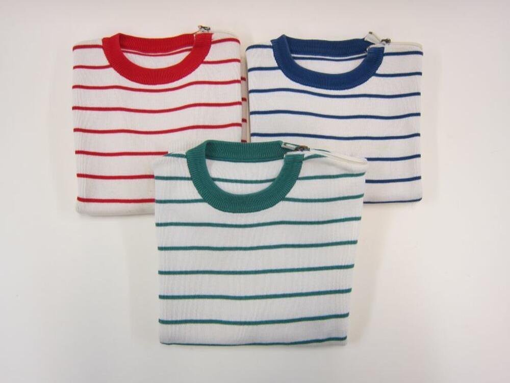 Set met 3 truien in wit met rode, blauwe of groene strepen
