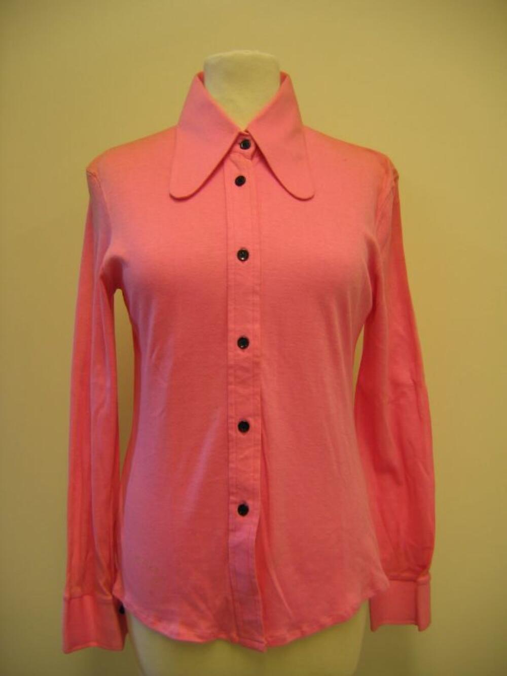 Overhemdblouse in helderroze katoen