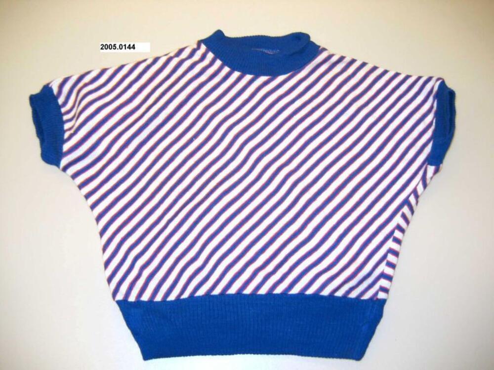 Top in blauw-wit-rood gestreepte tricot