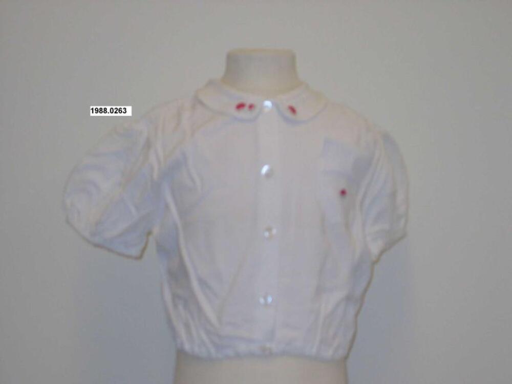 Blouse in witte katoen met figuratief borduurwerk