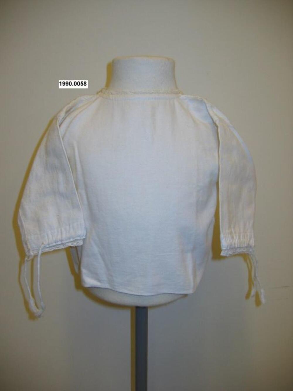 Onderhemd in witte flanel met lange mouwen
