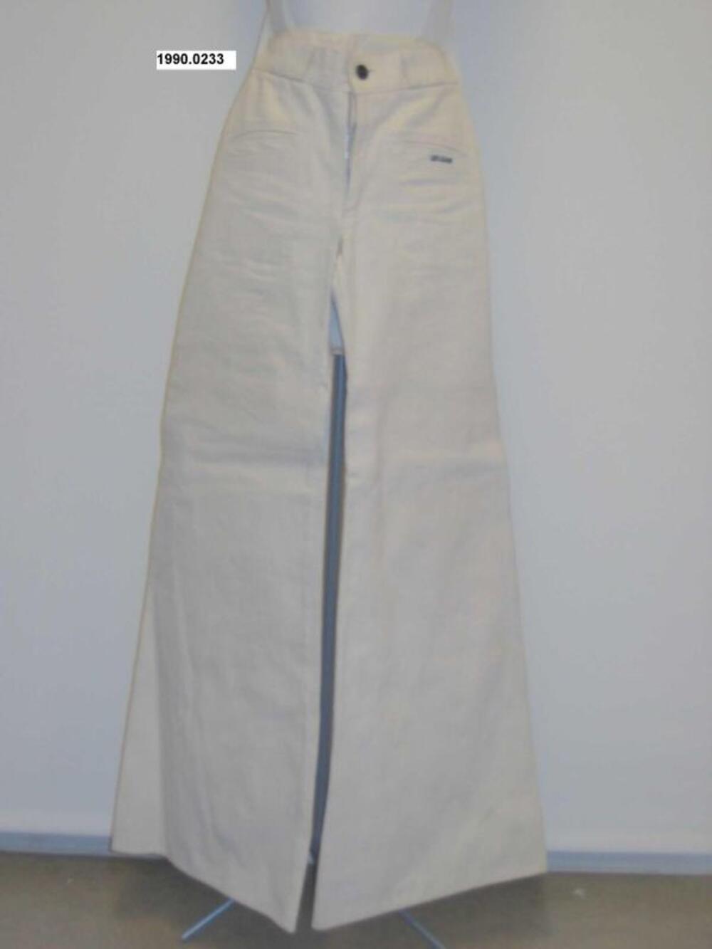 Broek brede pijpen in beige keperstof