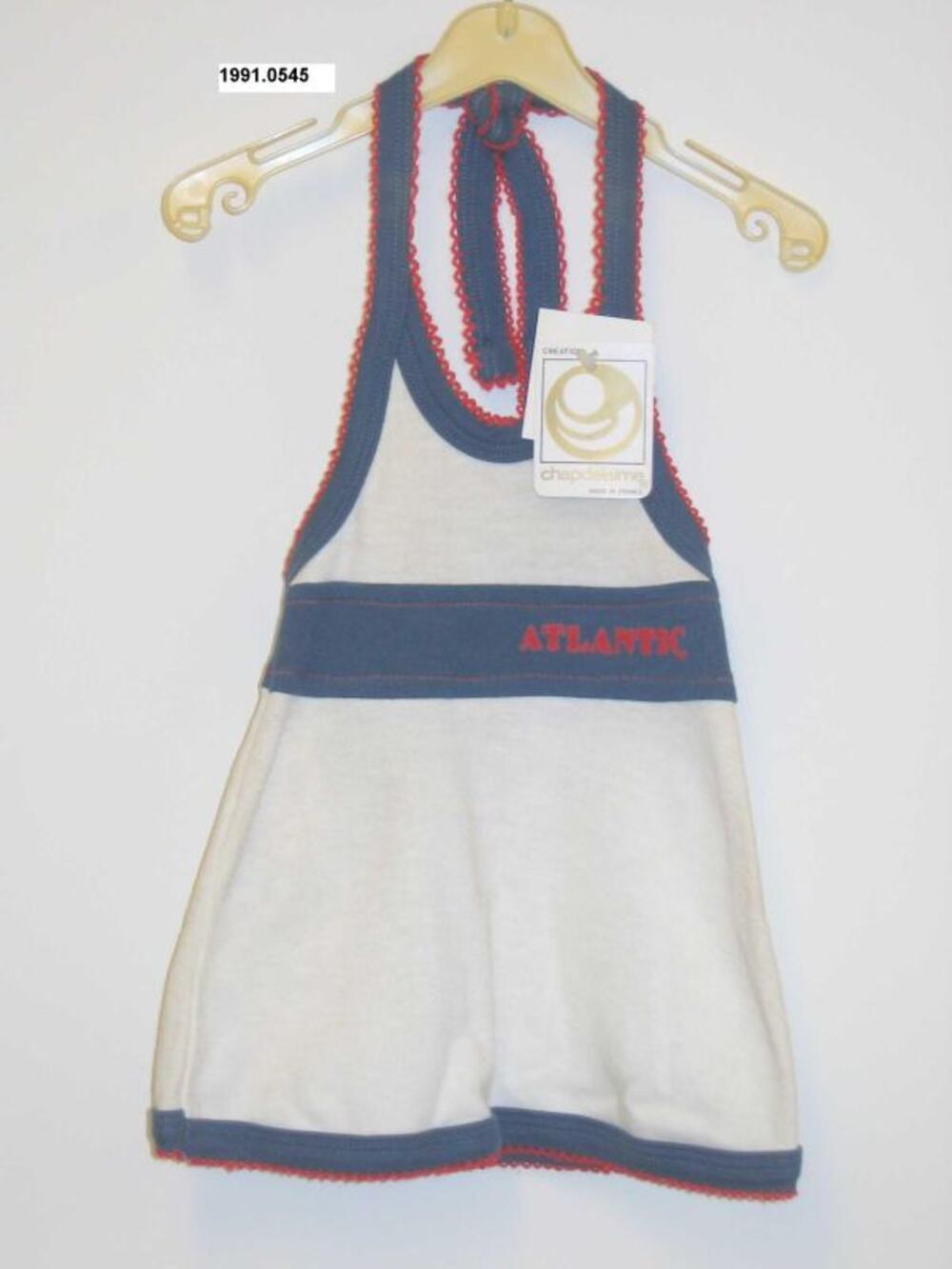 Halterjurk in wit-blauw-rode tricot