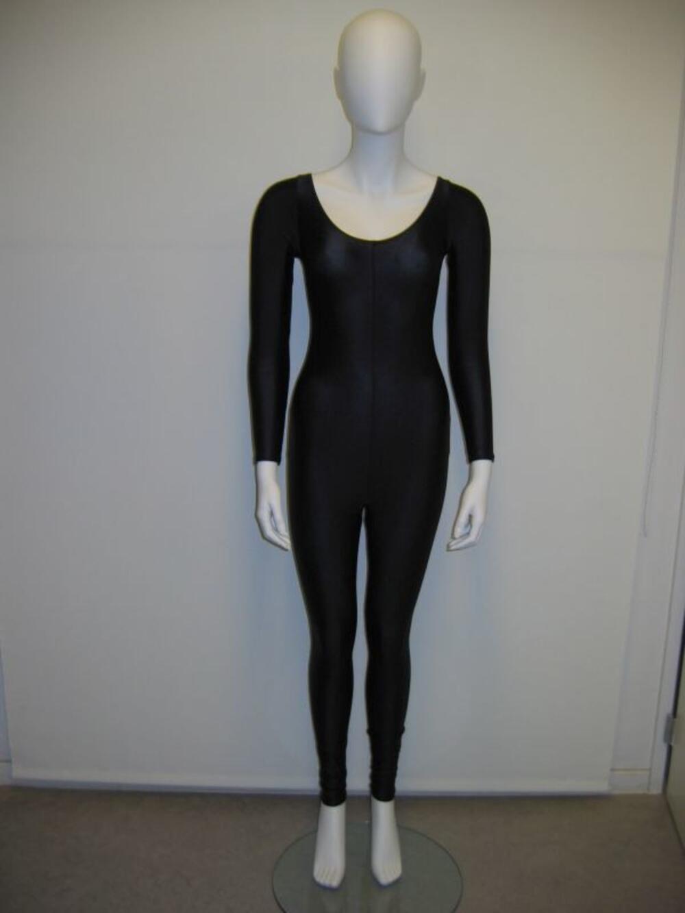 Catsuit in zwarte synthetische tricot