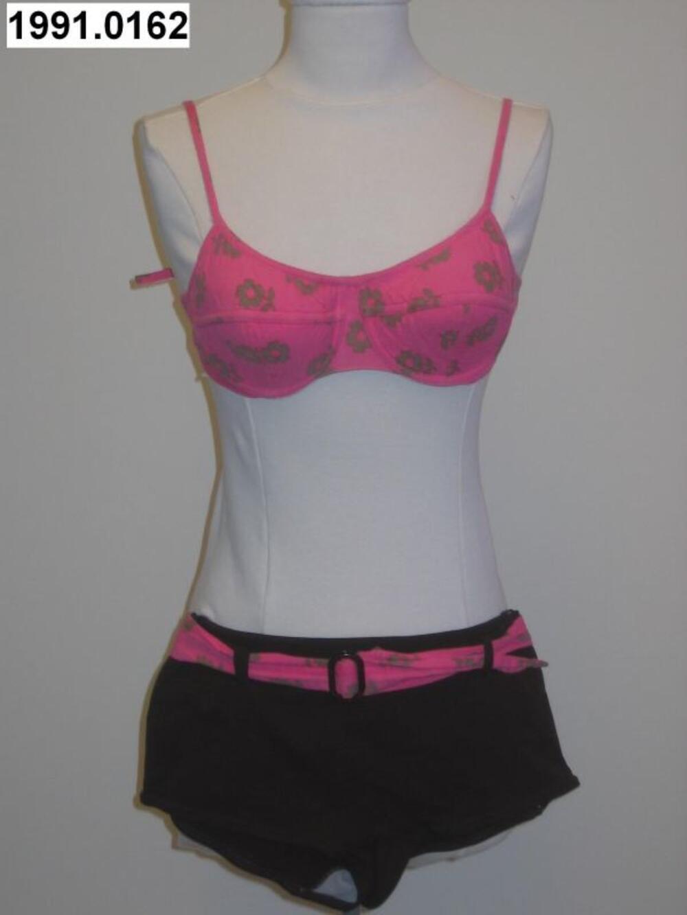 Bikini in bruin-roze polyamide