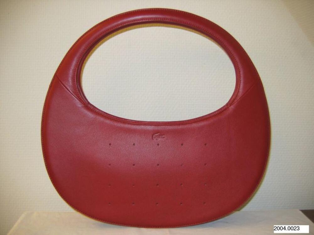 Ovaalvormige handtas in rood leer