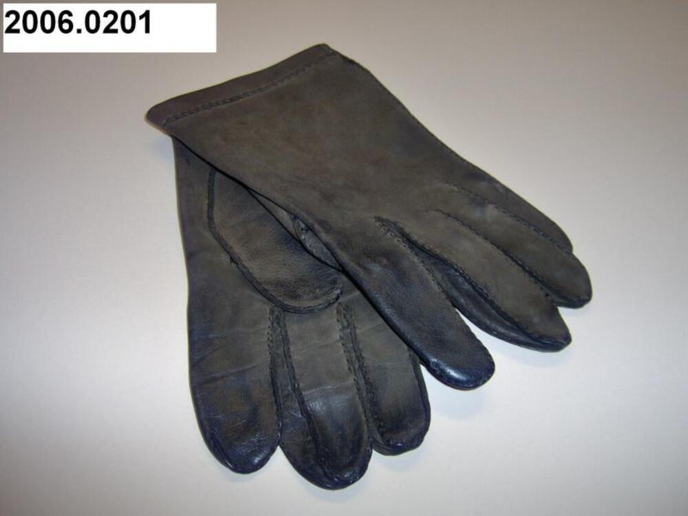 Handschoenen in donkergrijs leer met opvallende naden
