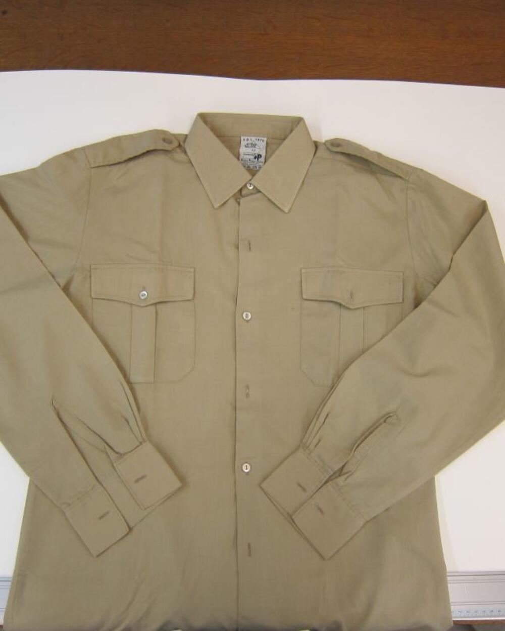 Overhemd in beige katoen en polyester