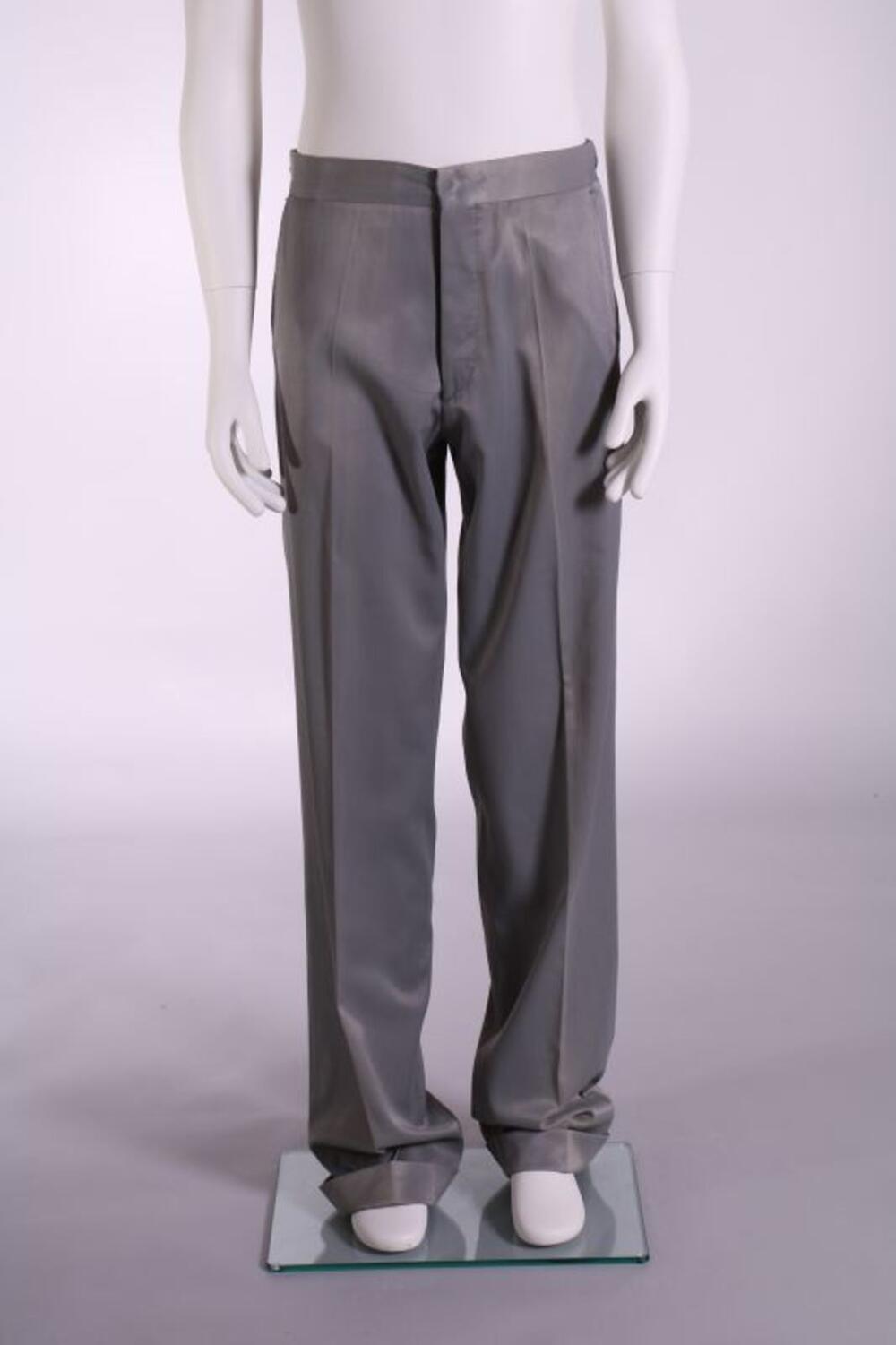 Broek in grijze synthetische stof