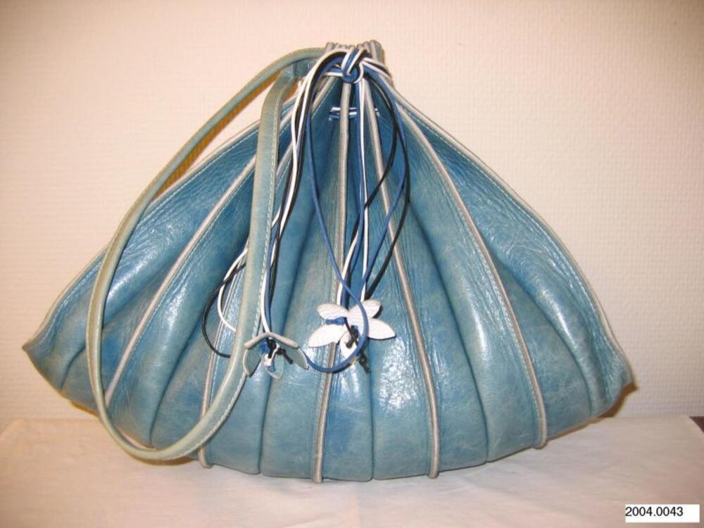 Tas in harmonikavormig turkoois leer
