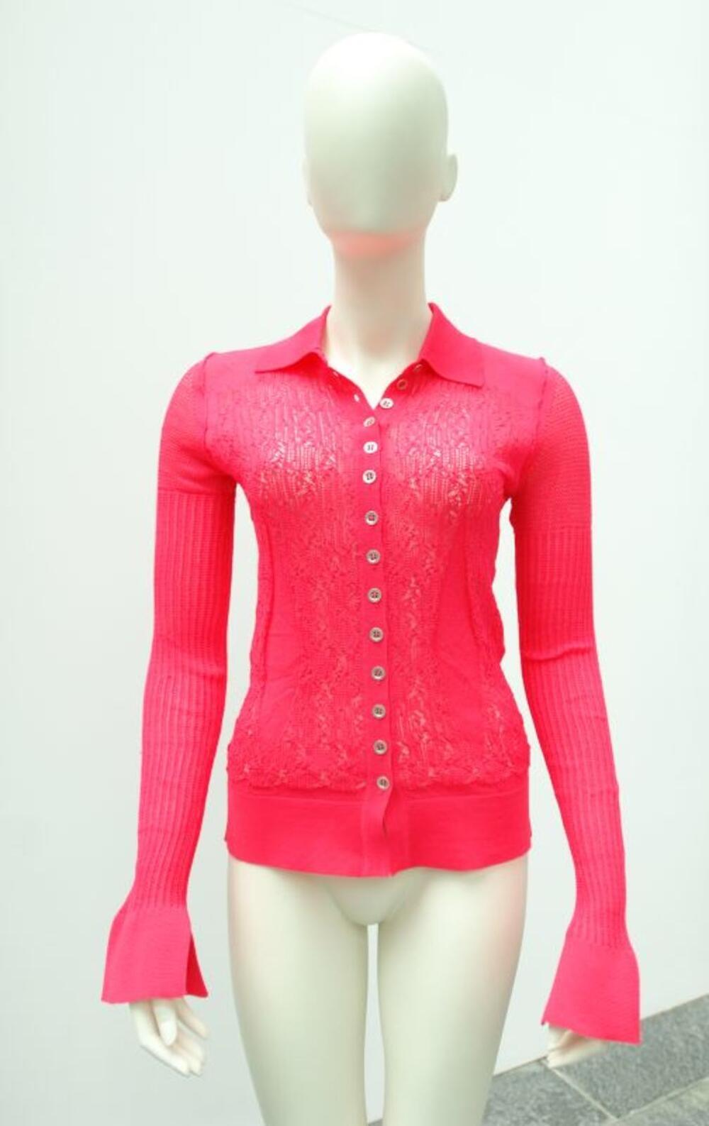 T-shirt in fuchsia gebreide stof