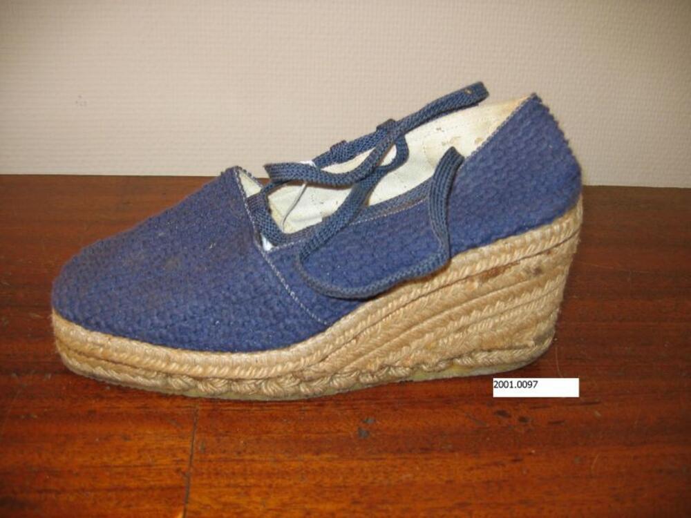 Hoge espadrilles in donkerblauwe katoen