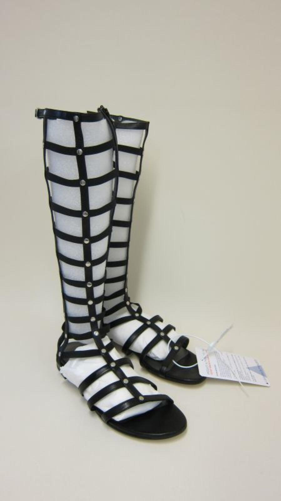 Hoge gladiatorsandalen in zwart leer