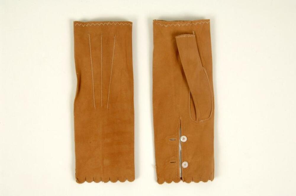 Set met drie paar mitaines in beige leer