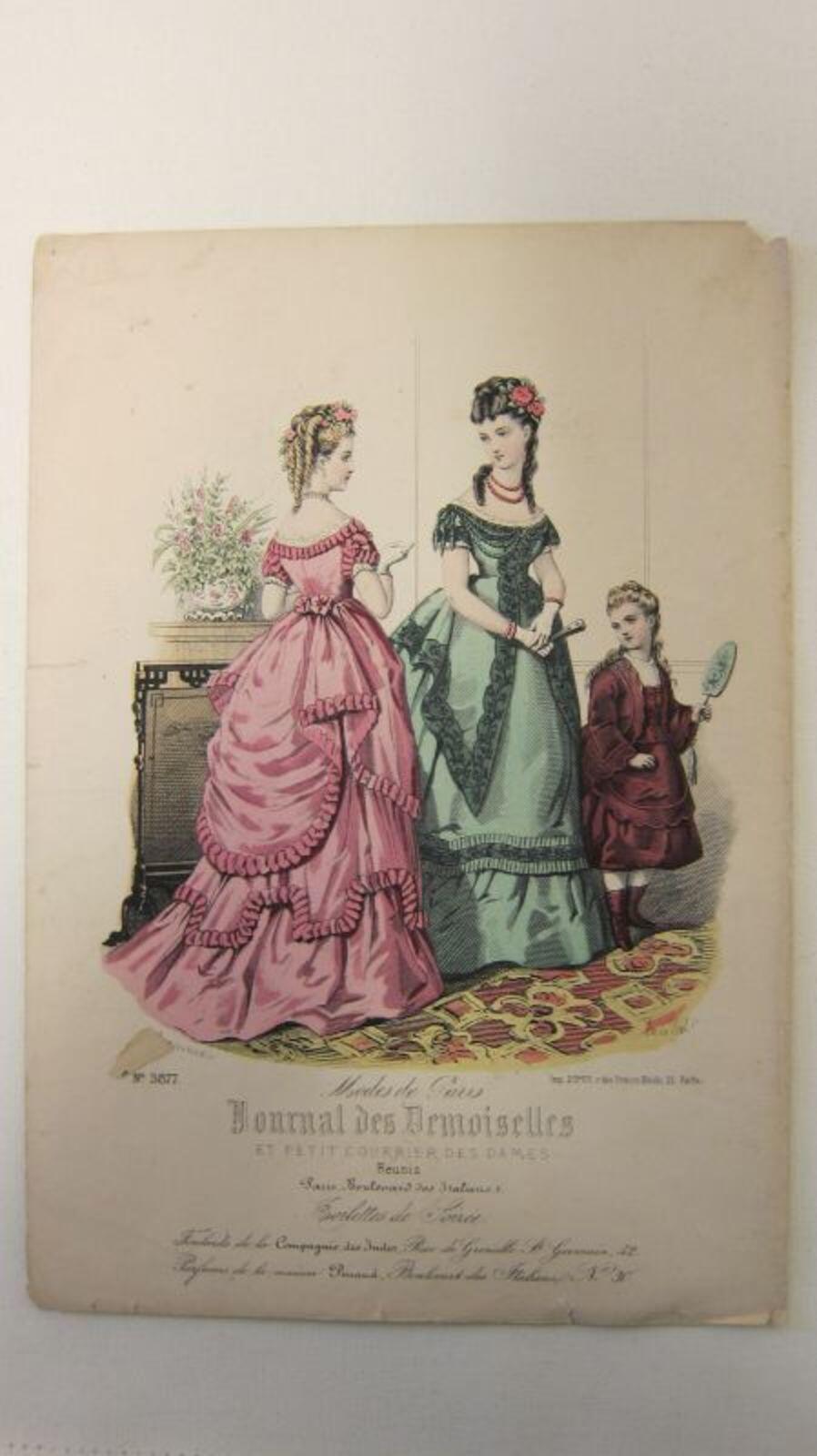 Kopergravure op papier uit Journal des Desmoiselles et Petit Courrier des Dames Réunis