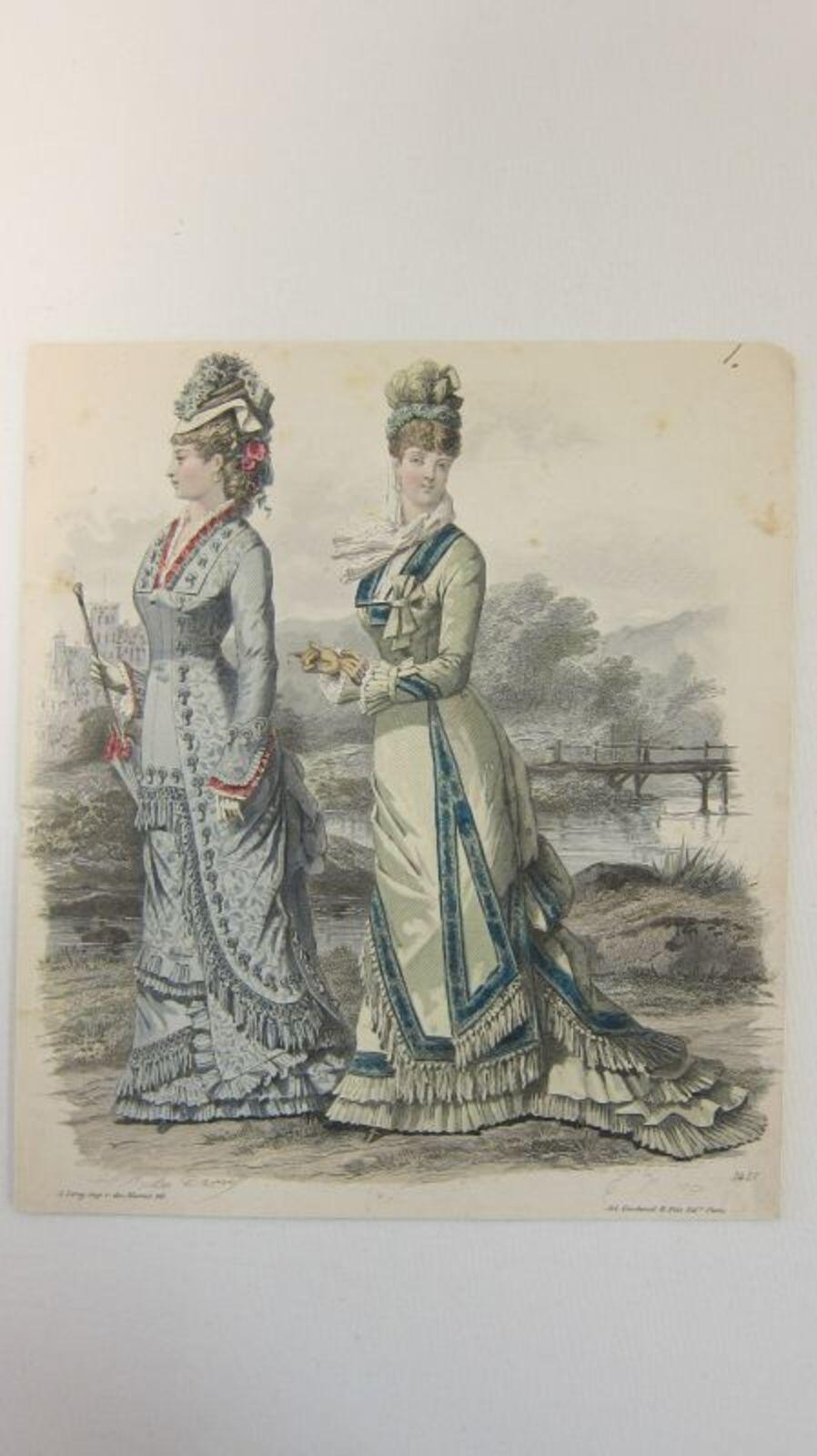 Kopergravure op papier met afbeelding van twee jonge vrouwen