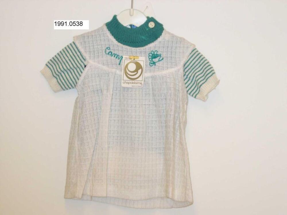 Trui in groen-witte tricot