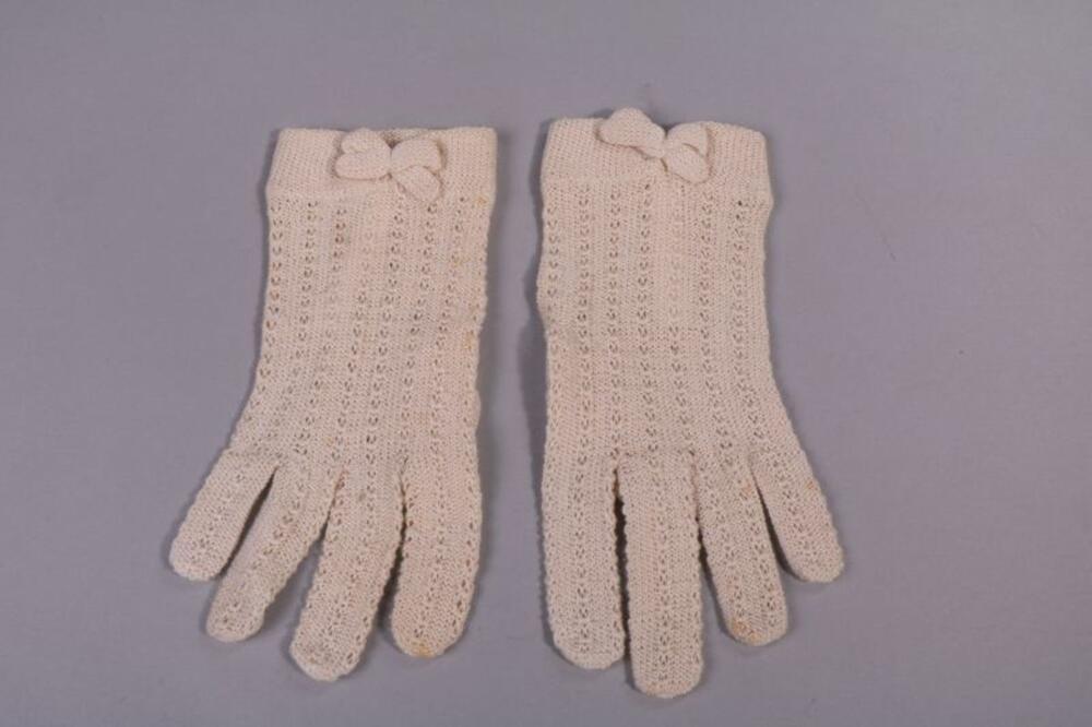Gebreide handschoenen in ecrukleurige katoen