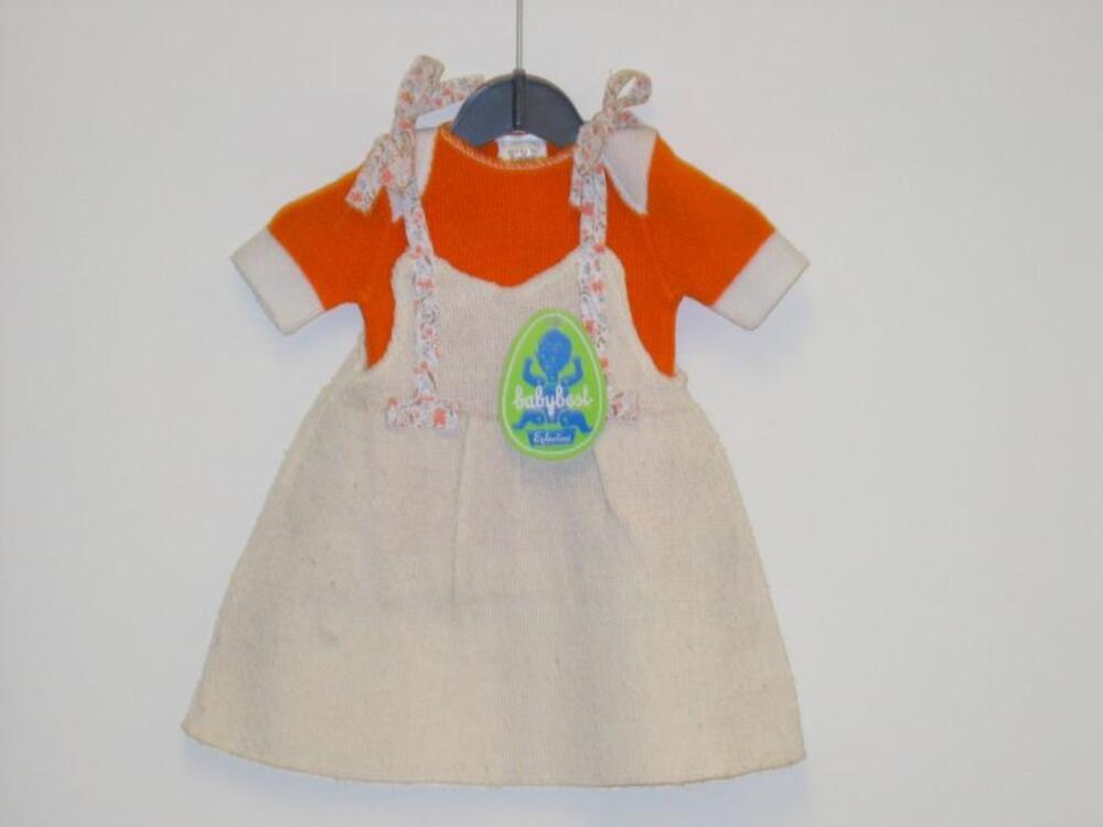 Ensemble in katoen bestaande uit oranje T-shirt en beige overgooier