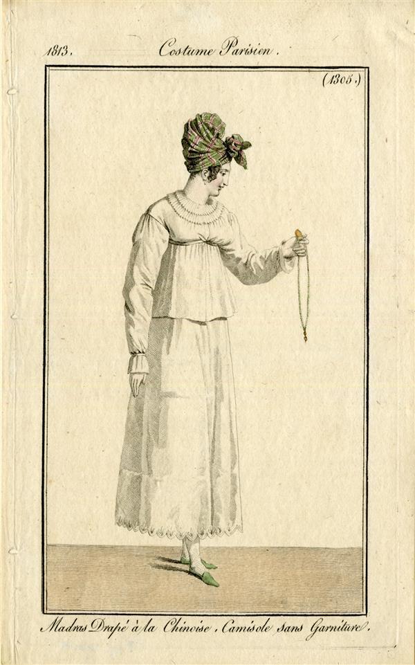 Costume Parisien 'Madras Drapé à la Chinoise, Camisole sans Garniture'