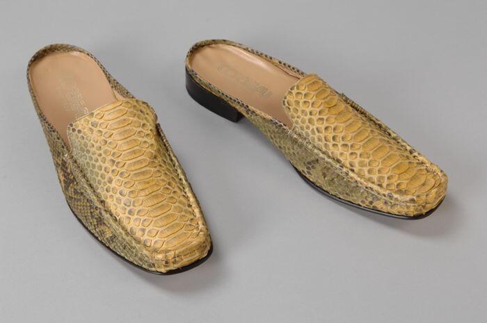 Gele slangenleren slipper voor heren, "Corbeau"