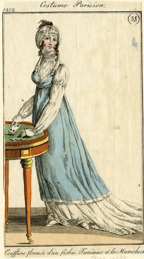 Costume Parisien 'Coeffure formé d'un fichu. Tunique à La Mameluck'