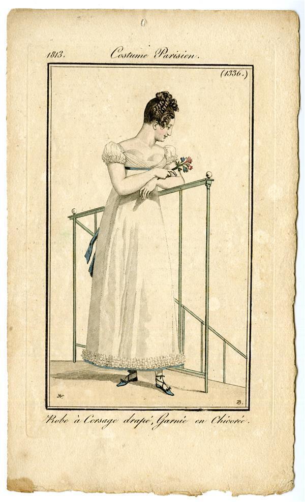 Costume Parisien 'Robe à Corsage drapé, Garnie en Chicorée'