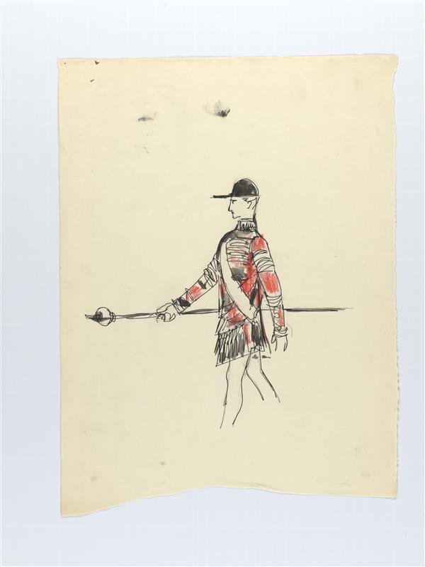 Illustratie van guard, en profil weergegeven in uniform