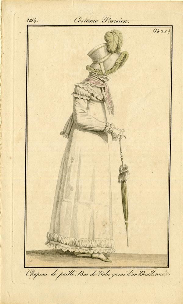 Costume Parisien 'Chapeau de Paille. Bas de Robe garni d'un Bouillonné'