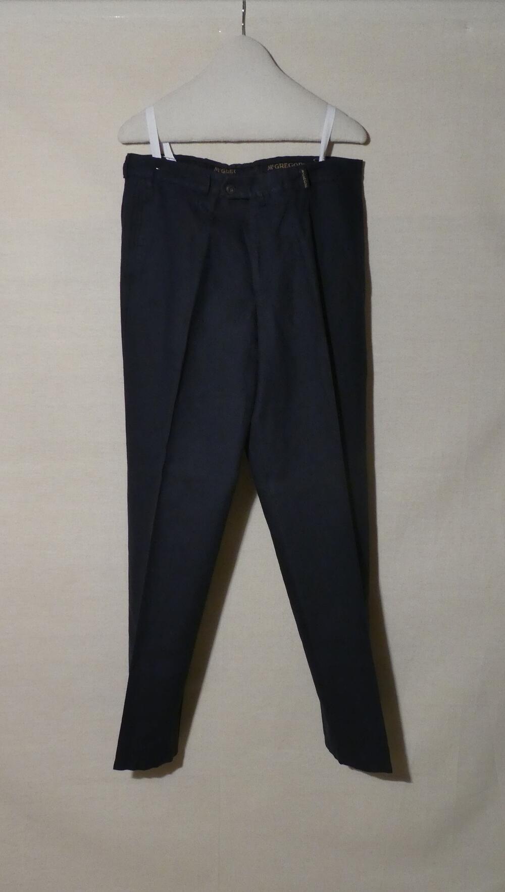 Broek (man) van donkerblauw mengweefsel linnen/katoen