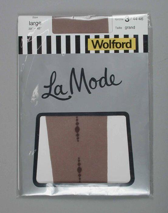 Panty van zwart nylonmet fantasiepatroon, in originele verpakking, "La Mode / wolord / DIAMANT"