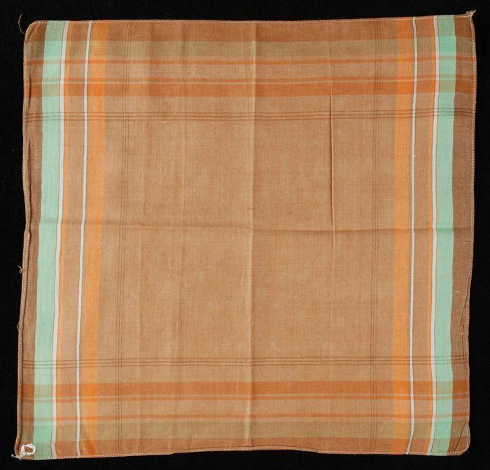 katoenen zakdoek met ruit in oranje, bruin, groen en wit