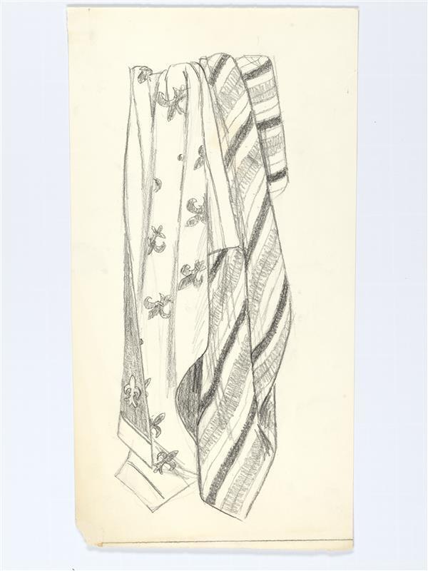 Modetekening van twee shawls Hirsch & Cie