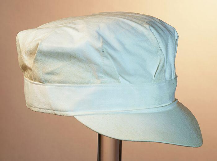 Witte ronde werkpet voor heren