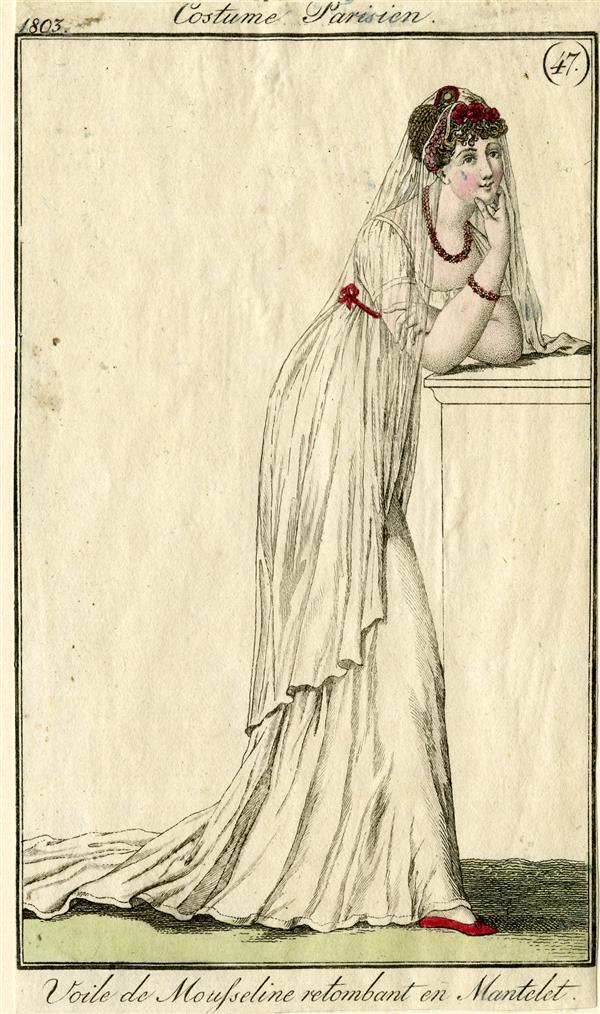 Costume Parisien 'Voile de Mousseline retombant en Mantelet'