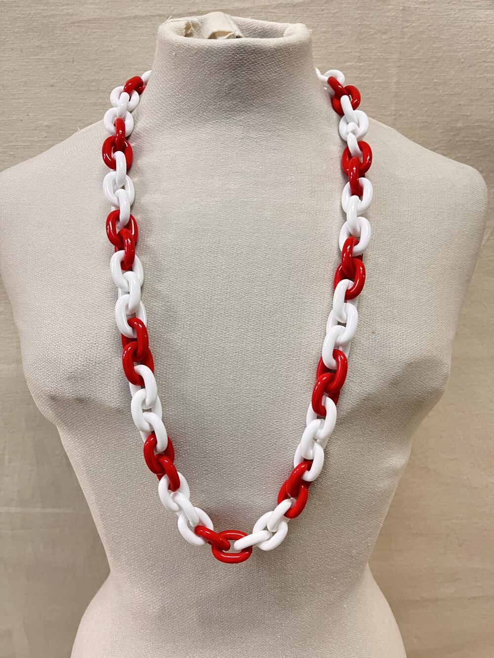 Schakelketting, rood/wit kunststof