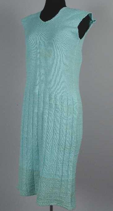 Turquoise gebreide lange onderjurk met brede schouders