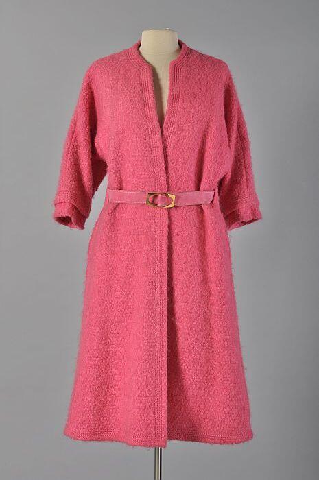 Roze wollen damesmantel