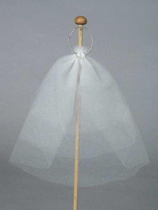 Poppenkleding, parelhoofdband met sluier van tule, "Barbie / Mattel"