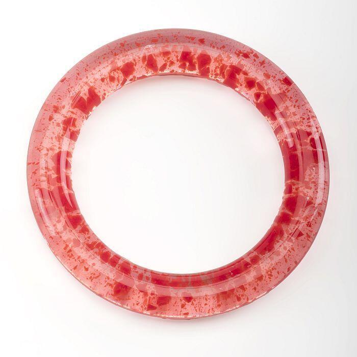 Transparant roze perspex armband met rode accenten