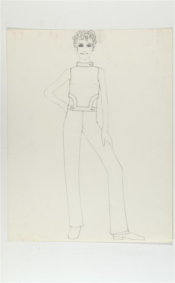 Ontwerptekening van mouwloze jumpsuit