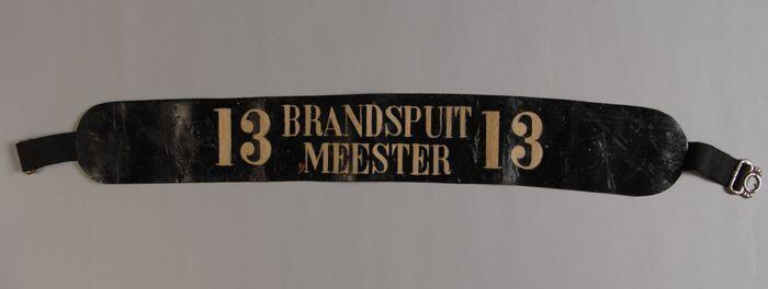 Leren hoedband "13 brandspuit meester 13"