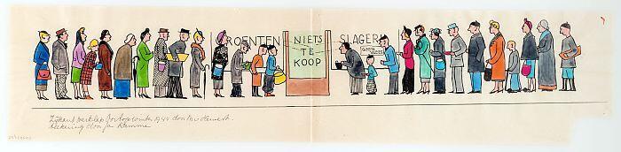 Originele ontwerptekening voor de door Maria van Hemert uitgevoerde borduurlap over de Tweede…