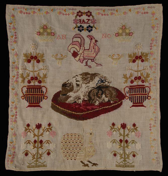 Borduurlap 1862, met initialen "KAZ", wolop stramien