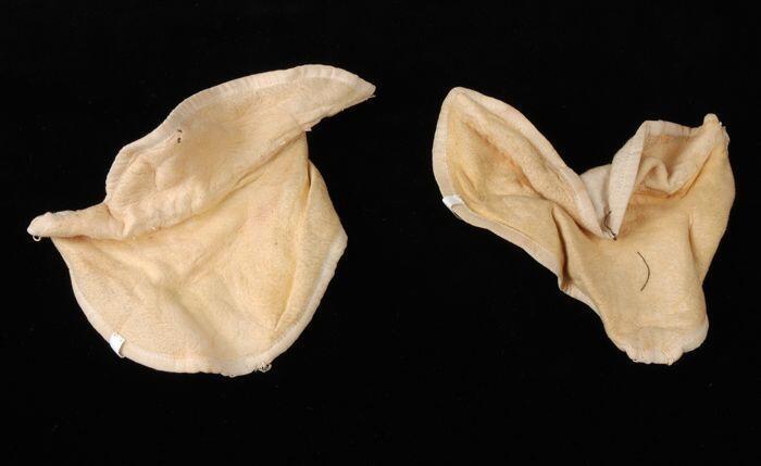 Paar sousbras van wit tricot katoenen zeemleer, dubbele halvemaan-vormige kussentjes